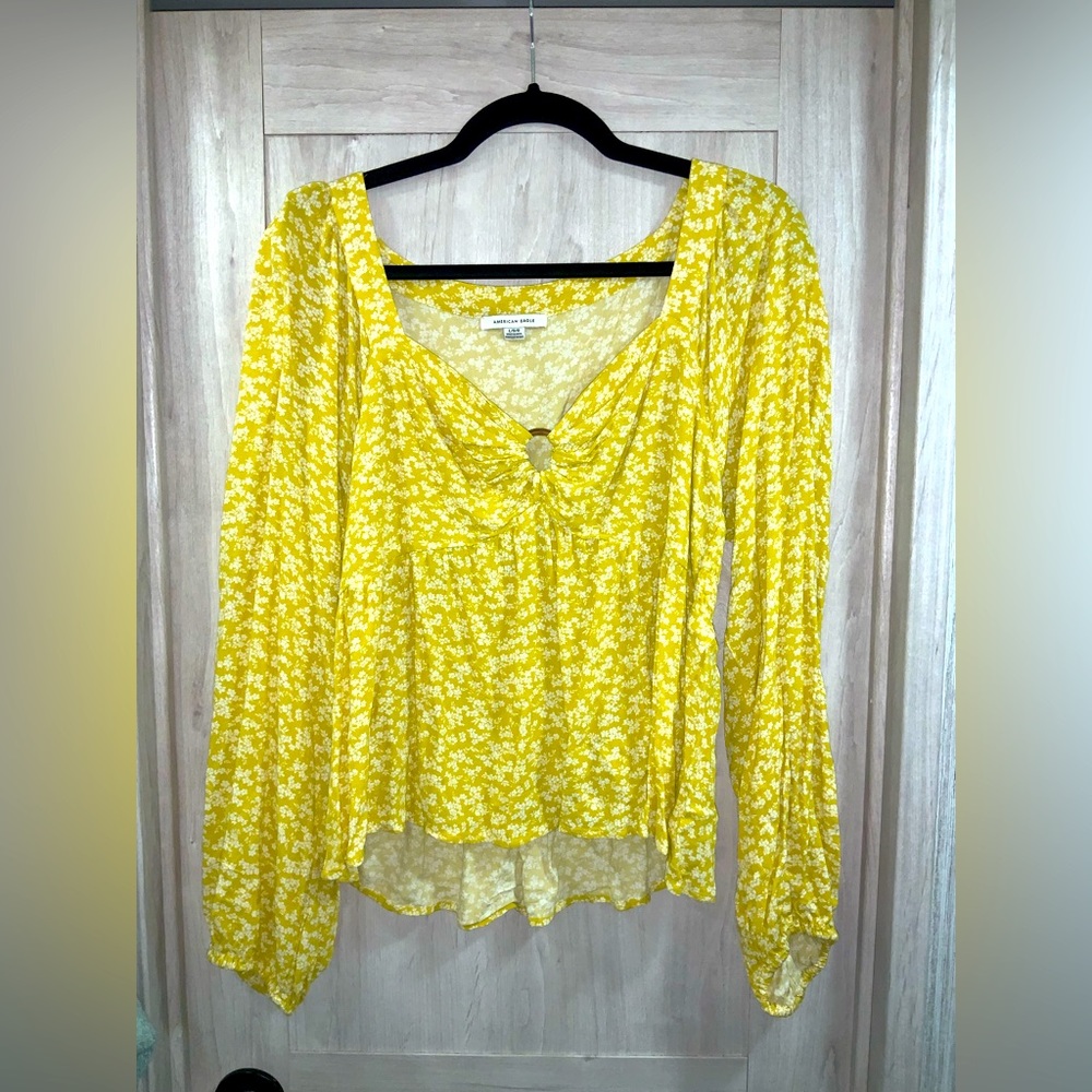 AE Puff-Sleeve Ruched Blouse